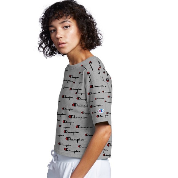 Champion Tops - Champion Heritage Cropped Tee All Over Logo